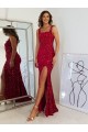 Boutique Bordeaux Fourreau Col Carré Paillettes Velours Longue Robes de bal