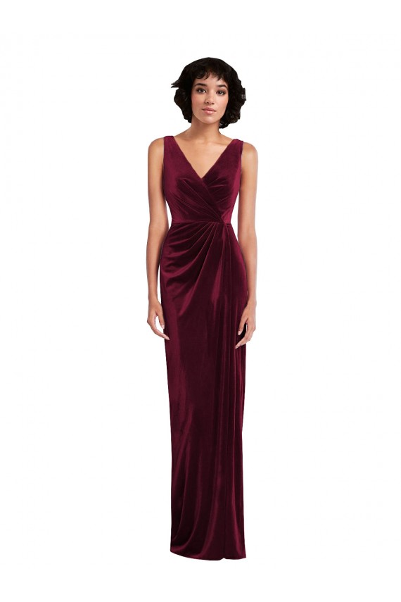 Boutique Bordeaux Fourreau Col V Velours Stretch Longue Robes demoiselle d'honneur / Robes de bal