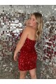 Boutique Bordeaux Fourreau Courte Paillettes Velours Courte Robes de bal