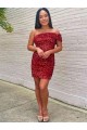 Boutique Bordeaux Fourreau Courte Paillettes Velours Courte Robes de bal