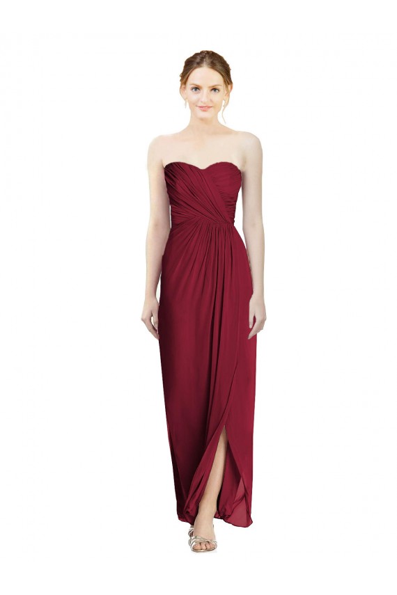 Boutique Bordeaux Fourreau Mousseline Longue Robes demoiselle d'honneur
