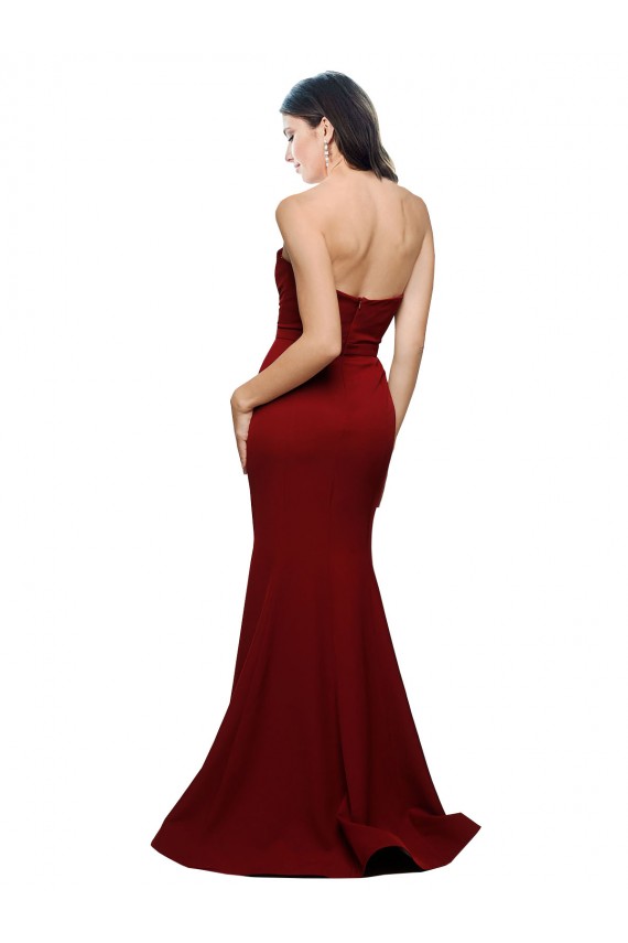 Boutique Bordeaux Fourreau Sans bretelle Crêpe Stretch Longue Formelles Robes demoiselle d'honneur / Robes de soirée / Robes de bal