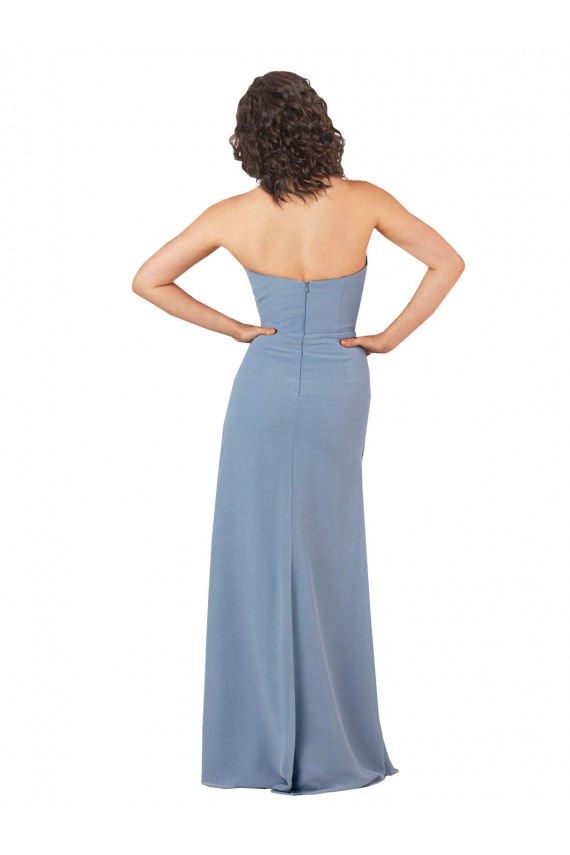 Boutique Bordeaux Fourreau Sans bretelle Mousseline Longue Robes demoiselle d'honneur