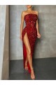 Boutique Bordeaux Fourreau Sans bretelle Paillettes Velours Longue Robes de bal