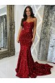 Boutique Bordeaux Fourreau Traîne moyenne Paillettes Velours Longue Robes de bal