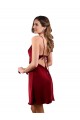 Boutique Bordeaux Fourreau midi Satiné Soyeux Courte Robes demoiselle d'honneur / Robes de soirée / Robes de cocktail