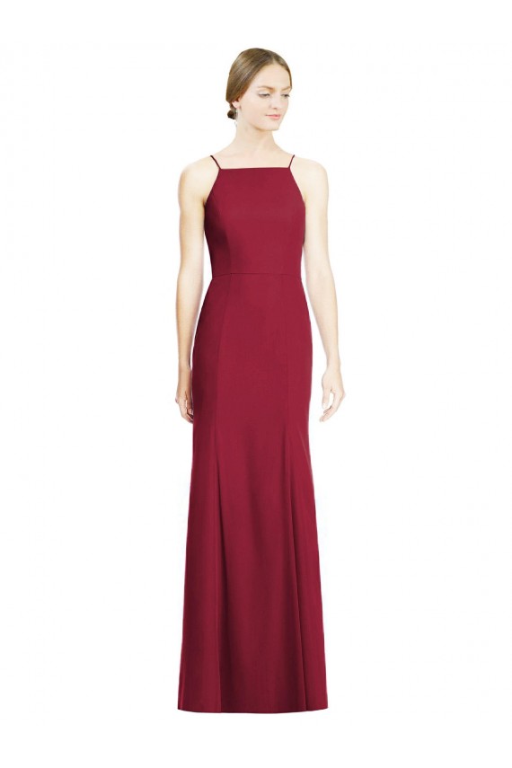 Boutique Bordeaux Sirène Bretelles spaghetti Mousseline Longue Robes demoiselle d'honneur