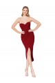Boutique Bordeaux Sirène Col Haut Crêpe Stretch Courte Asymétrique Robes demoiselle d'honneur / Robes de soirée / Robes de cocktail