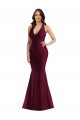 Boutique Bordeaux Sirène Col V Satiné Soyeux Longue Formelles Robes demoiselle d'honneur / Robes de soirée / Robes de bal