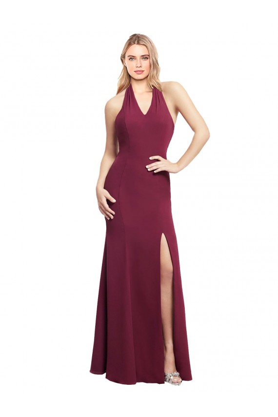 Boutique Bordeaux Sirène Licou Mousseline Longue Robes demoiselle d'honneur