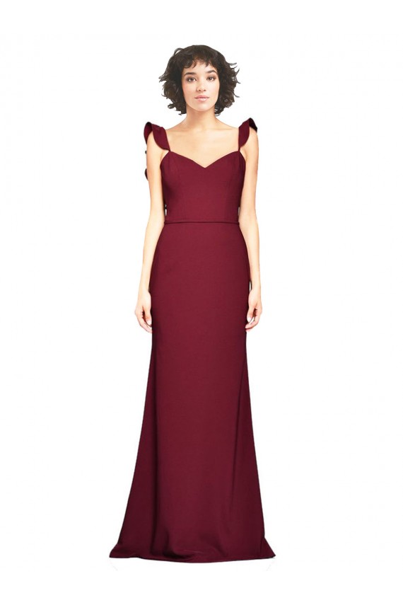 Boutique Bordeaux Sirène Sans bretelle Crêpe Stretch Longue Robes demoiselle d'honneur / Robes de bal
