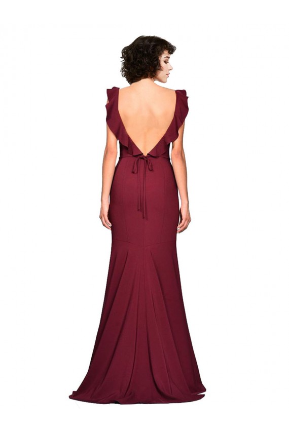 Boutique Bordeaux Sirène Sans bretelle Crêpe Stretch Longue Robes demoiselle d'honneur / Robes de bal