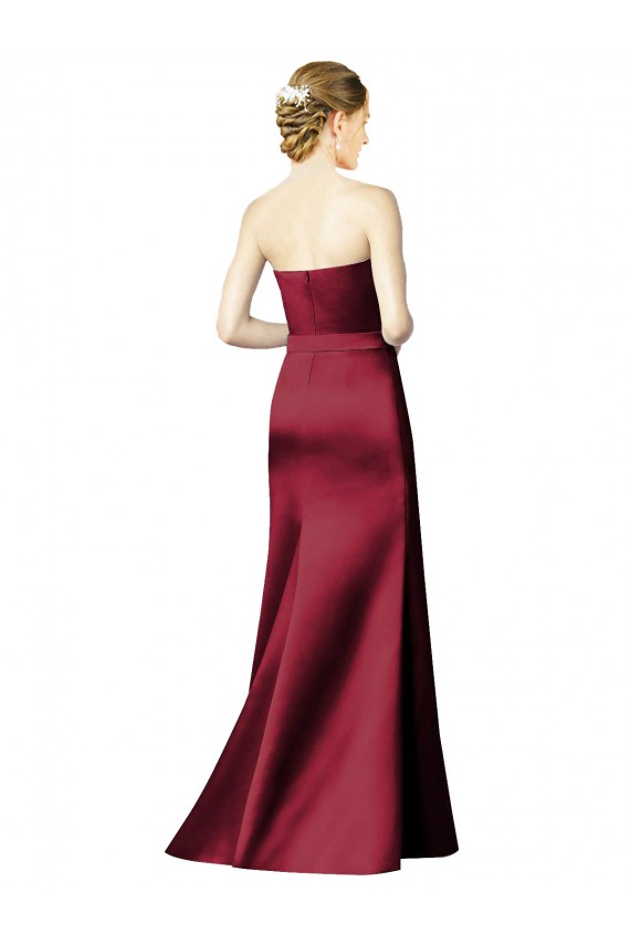 Boutique Bordeaux Sirène Sans bretelle Satiné Longue Robes demoiselle d'honneur