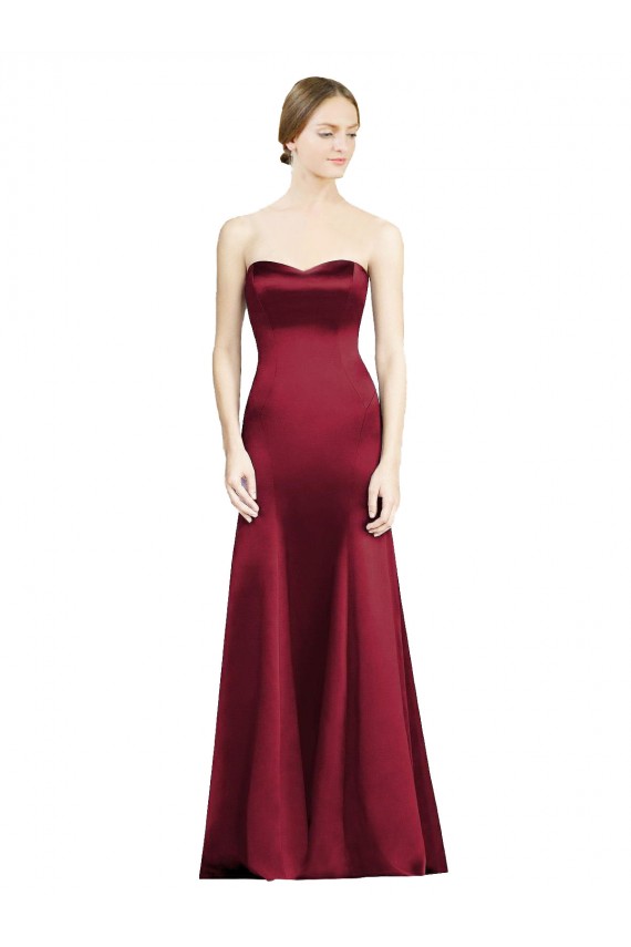 Boutique Bordeaux Sirène Satiné Longue Robes demoiselle d'honneur