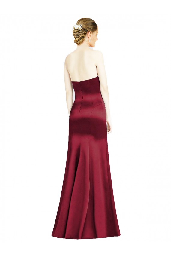 Boutique Bordeaux Sirène Satiné Longue Robes demoiselle d'honneur