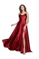 Boutique Bordeaux Trapèze Bretelles spaghetti Satiné Soyeux Longue Formelles Robes demoiselle d'honneur / Robes de soirée / Robes de bal