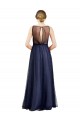 Boutique Bordeaux Trapèze Col Bateau Tulle Longue Robes demoiselle d'honneur