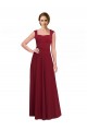 Boutique Bordeaux Trapèze Col Carré Crêpe Stretch Longue Robes demoiselle d'honneur / Robes de bal