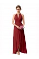 Boutique Bordeaux Trapèze Col Haut Mousseline Longue Asymétrique Robes demoiselle d'honneur