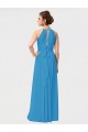 Boutique Bordeaux Trapèze Col Haut Mousseline Longue Asymétrique Robes demoiselle d'honneur