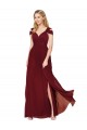 Boutique Bordeaux Trapèze Col Haut Mousseline Longue Formelles Robes demoiselle d'honneur / Robes de soirée / Robes de bal
