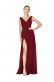 Boutique Bordeaux Trapèze Col V Mousseline Longue Formelles Robes demoiselle d'honneur / Robes de soirée / Robes de bal