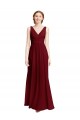 Boutique Bordeaux Trapèze Col V Mousseline Longue Robes demoiselle d'honneur