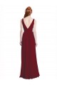 Boutique Bordeaux Trapèze Col V Mousseline Longue Robes demoiselle d'honneur
