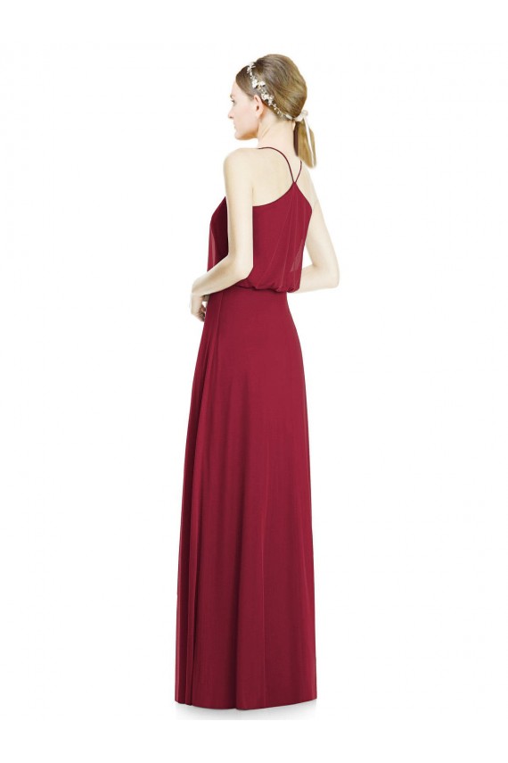 Boutique Bordeaux Trapèze Col V Mousseline Longue Robes demoiselle d'honneur