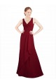 Boutique Bordeaux Trapèze Col V Mousseline Longue Robes demoiselle d'honneur