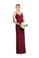 Boutique Bordeaux Trapèze Col V Mousseline Longue Robes demoiselle d'honneur