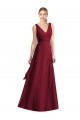 Boutique Bordeaux Trapèze Col V Mousseline Longue Robes demoiselle d'honneur