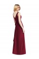Boutique Bordeaux Trapèze Col V Mousseline Longue Robes demoiselle d'honneur