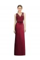 Boutique Bordeaux Trapèze Col V Satiné Dentelle Longue Robes demoiselle d'honneur
