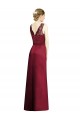 Boutique Bordeaux Trapèze Col V Satiné Dentelle Longue Robes demoiselle d'honneur