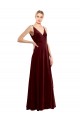 Boutique Bordeaux Trapèze Col V Velours Stretch Longue Formelles Robes demoiselle d'honneur / Robes de soirée / Robes de bal