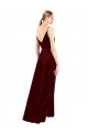 Boutique Bordeaux Trapèze Col V Velours Stretch Longue Formelles Robes demoiselle d'honneur / Robes de soirée / Robes de bal