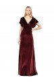 Boutique Bordeaux Trapèze Col V Velours Stretch Longue Robes demoiselle d'honneur / Robes de bal