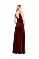 Boutique Bordeaux Trapèze Col V Velours Stretch Longue Robes demoiselle d'honneur / Robes de bal