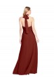 Boutique Bordeaux Trapèze Licou Col Haut Mousseline Longue Robes demoiselle d'honneur / Robes de bal