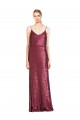 Boutique Bordeaux Trapèze Licou Col Haut Paillette Longue Formelles Robes demoiselle d'honneur / Robes de soirée / Robes de bal