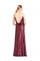 Boutique Bordeaux Trapèze Licou Col Haut Paillette Longue Formelles Robes demoiselle d'honneur / Robes de soirée / Robes de bal