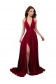 Boutique Bordeaux Trapèze Licou Col V Spandex Longue Formelles Robes demoiselle d'honneur / Robes de soirée / Robes de bal