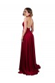 Boutique Bordeaux Trapèze Licou Col V Spandex Longue Formelles Robes demoiselle d'honneur / Robes de soirée / Robes de bal