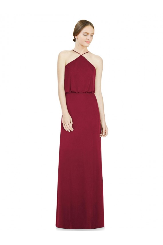 Boutique Bordeaux Trapèze Licou Mousseline Longue Robes demoiselle d'honneur