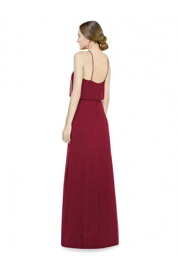 Boutique Bordeaux Trapèze Licou Mousseline Longue Robes demoiselle d'honneur