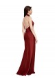 Boutique Bordeaux Trapèze Licou Satiné Stretch Longue Formelles Robes demoiselle d'honneur / Robes de soirée / Robes de bal
