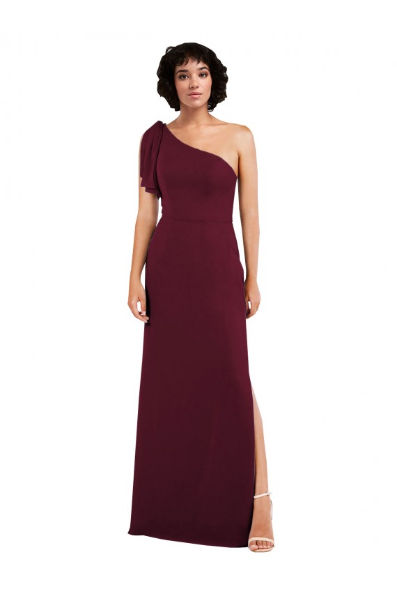 Boutique Bordeaux Trapèze Mousseline Longue Formelles Robes demoiselle d'honneur / Robes de soirée