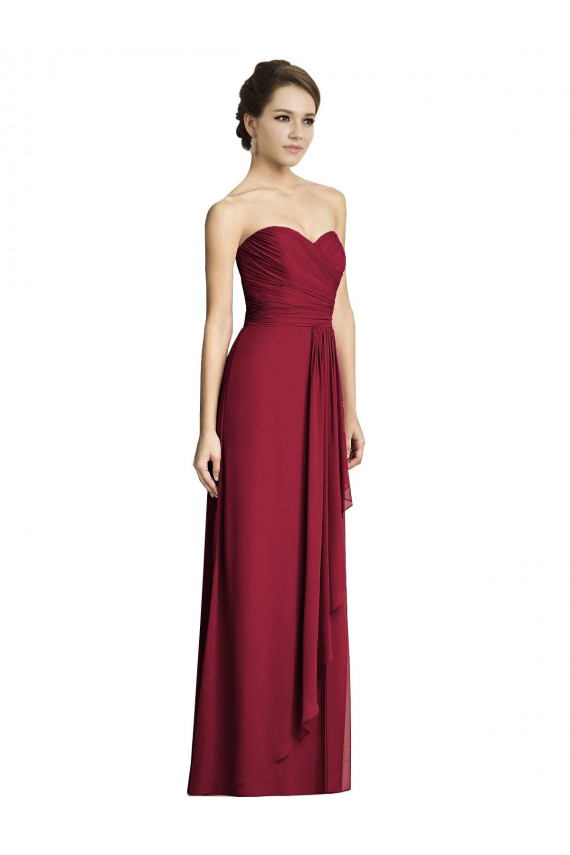 Boutique Bordeaux Trapèze Mousseline Longue Robes demoiselle d'honneur