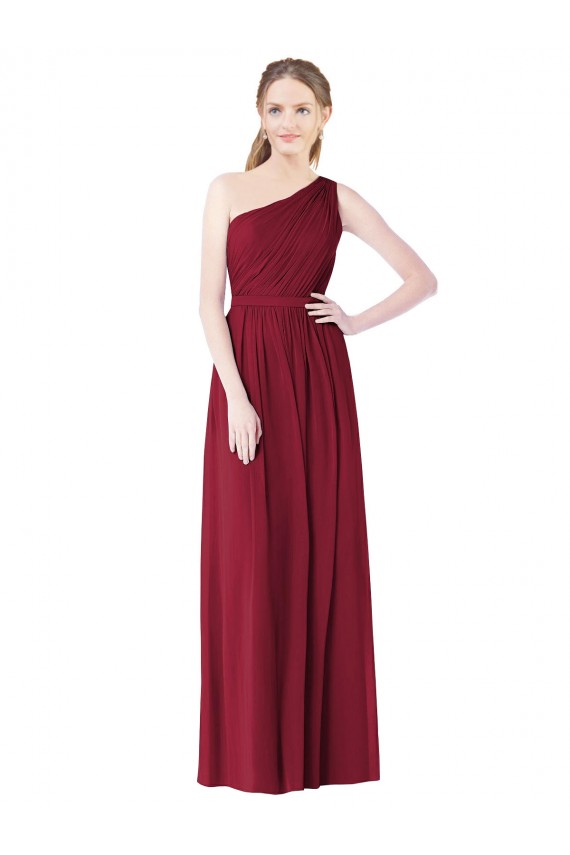 Boutique Bordeaux Trapèze Mousseline Longue Robes demoiselle d'honneur